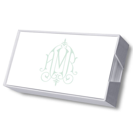 Henley Watercolor Monogram List with White Paperboard Holder