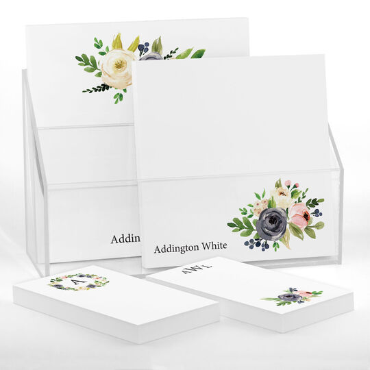 Gray and Ivory Roses Notepad Set (4 Pads)