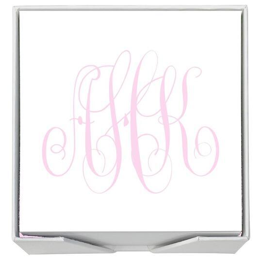 Watercolor Monogram Memo Square with White Paperboard Holder