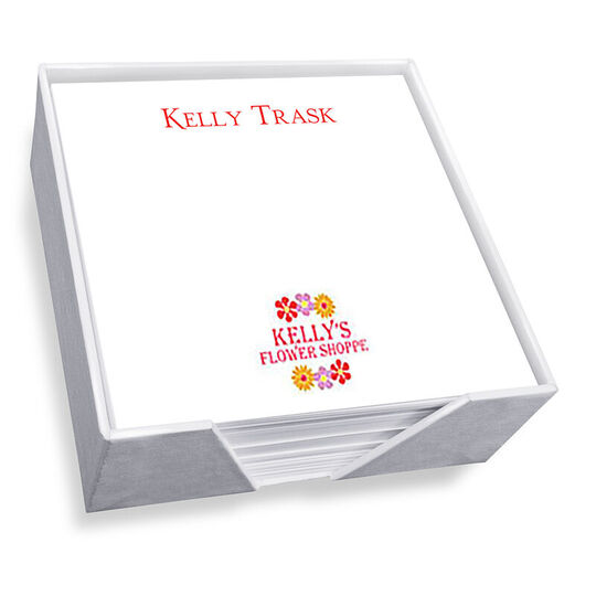 Your Full Color Logo Memo Square with White Paperboard Holder