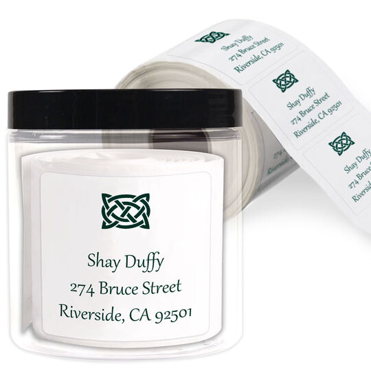 Celtic Knot Square Address Labels in a Jar