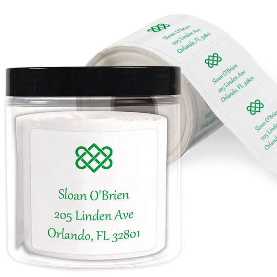 Celtic Love Knot Square Address Labels in a Jar