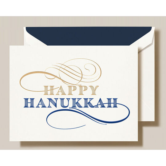 Engraved Hanukkah Wishes Boxed Folded Hanukkah Cards