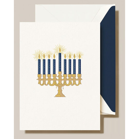 Engraved Lights of Hanukkah Boxed Folded Hanukkah Cards