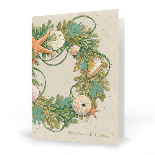 Tropical Greenery Wreath Folded Holiday Cards