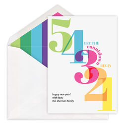New Year Countdown Flat Holiday Cards