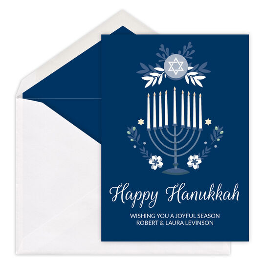 Script Happy Hanukkah Flat Hanukkah Cards