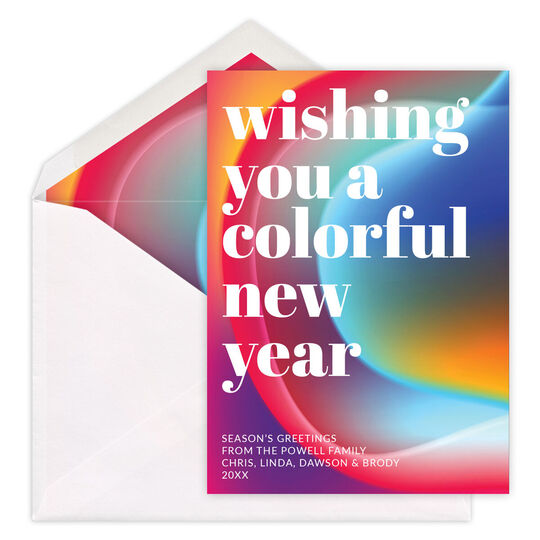 Colorful New Year Flat Holiday Cards