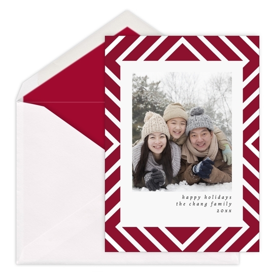 Geometric Border Flat Photo Holiday Cards