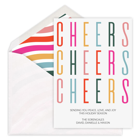 Colorful Cheers Flat Holiday Cards