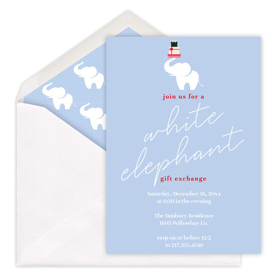 White Elephant Gift Exchange Invitations