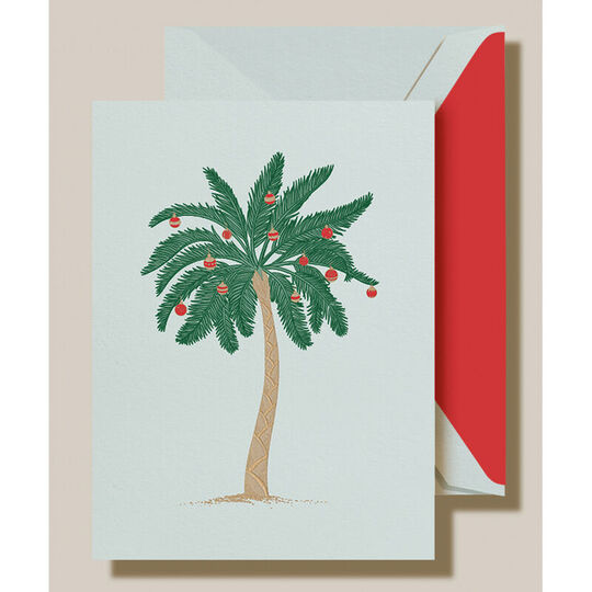 Festive Palm Tree Folded Holiday Cards - Raised Ink