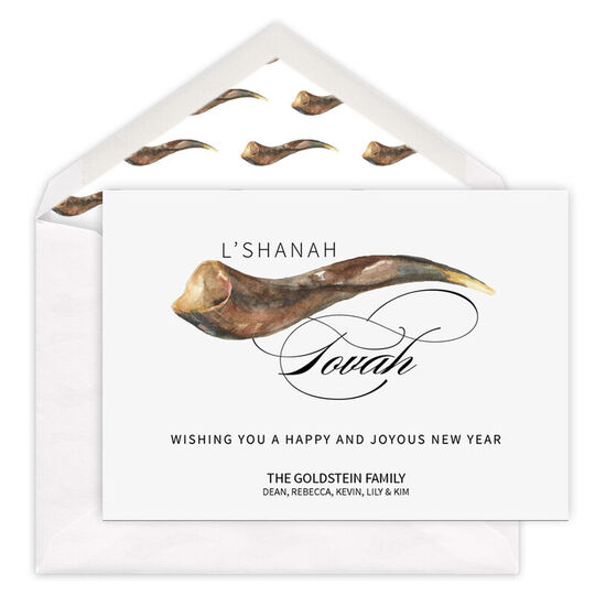 Watercolor Shofar Jewish New Year Cards