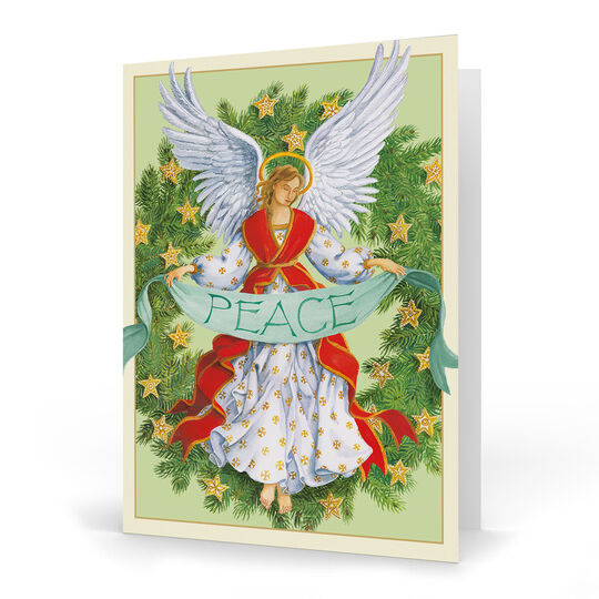 Angel Peace Wreath Folded Holiday Cards