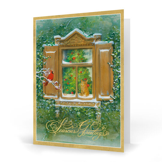 Wintry Window View Folded Holiday Cards