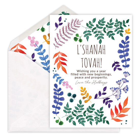 Watercolor Botanicals Jewish New Year Cards