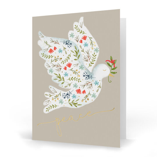 Folk Dove Folded Holiday Cards