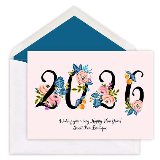 Floral 2026 Flat New Year Cards