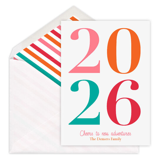 Colorful New Year Flat Holiday Cards