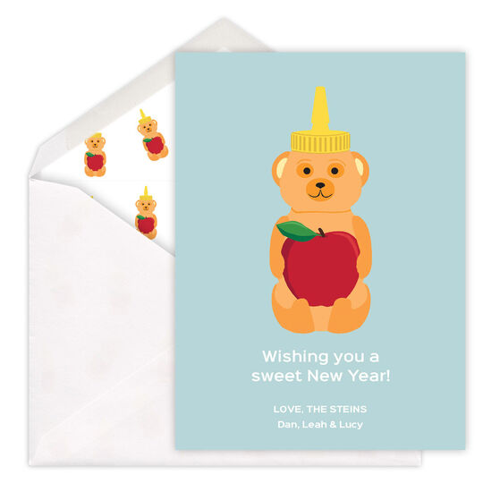 Vertical Honey Bear Jewish New Year Cards