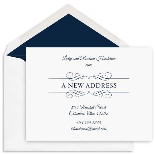 Scrolled New Address Moving Announcements - Raised Ink