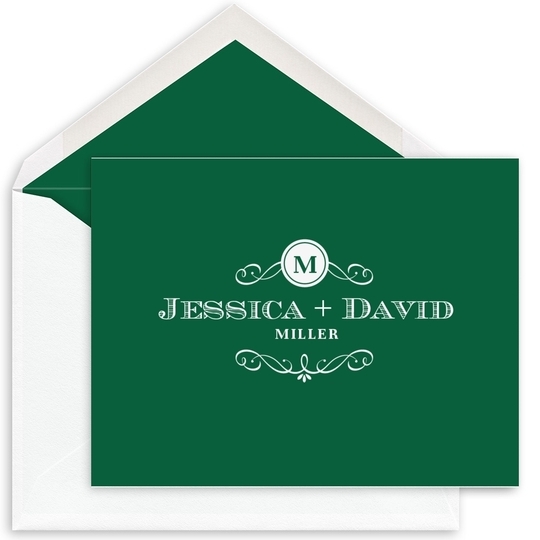 Initial Scroll Folded Note Cards