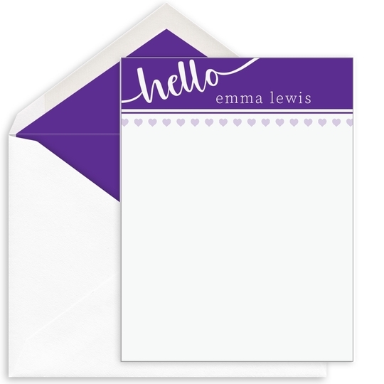 Hello Heart Border Flat Note Cards