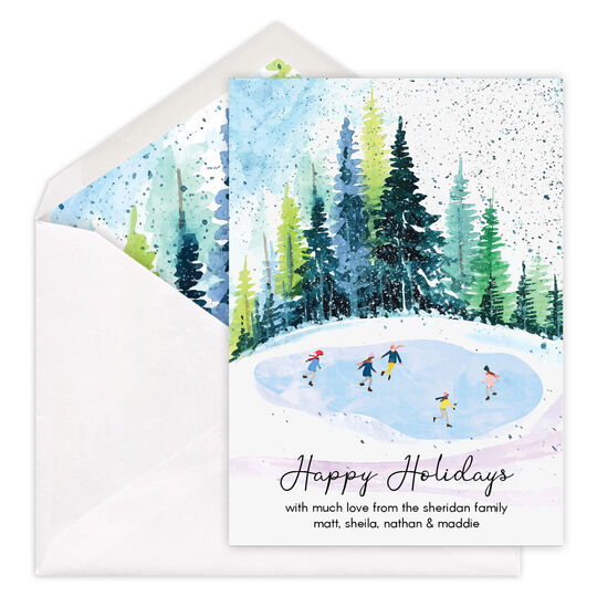 Ice Skating in the Forest Flat Holiday Cards