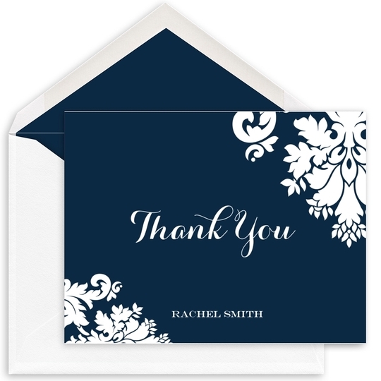 Damask Thank You Folded Note Cards
