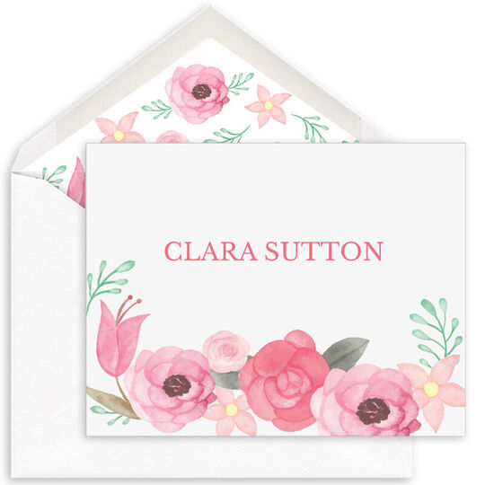 Watercolor Blossoms Folded Note Cards
