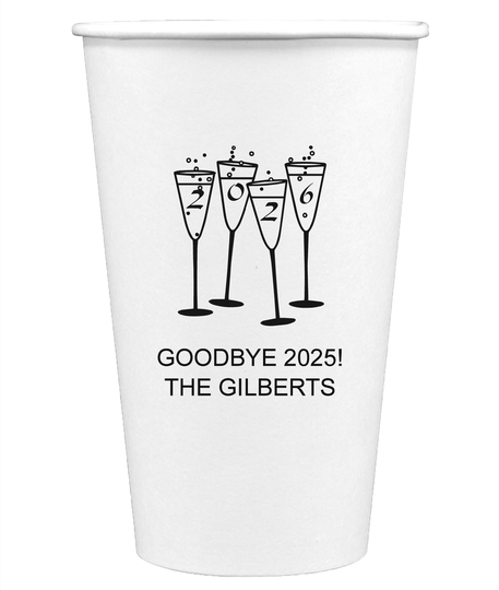 2026 New Years Glasses Paper Coffee Cups