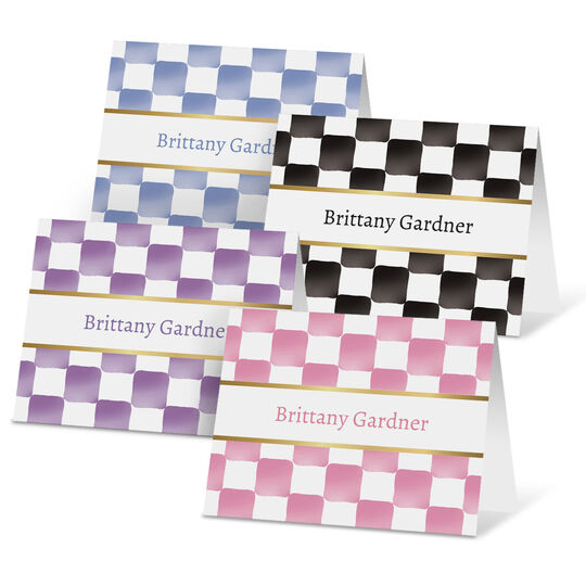 Watercolor Check Folded Note Card Collection