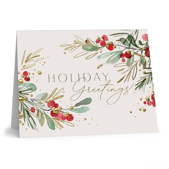 Greens and Berries Folded Holiday Cards