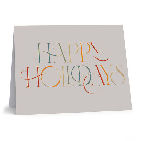 Colorful Holidays Folded Holiday Cards