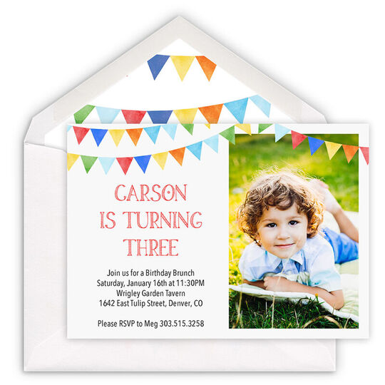 Birthday Pennants Photo Invitations