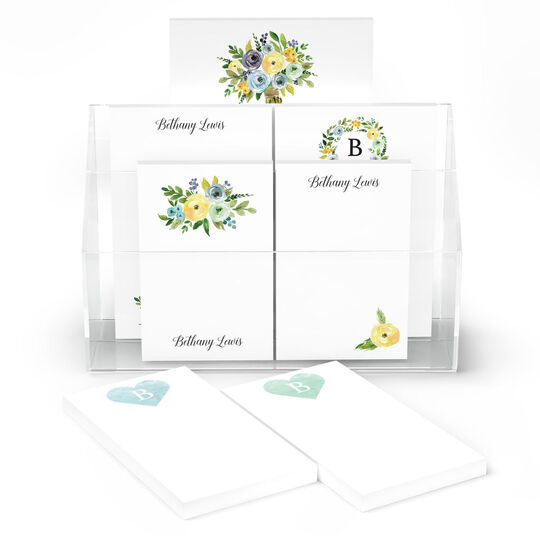 Yellow and Blue Floral Notepad Set (7 Pads)