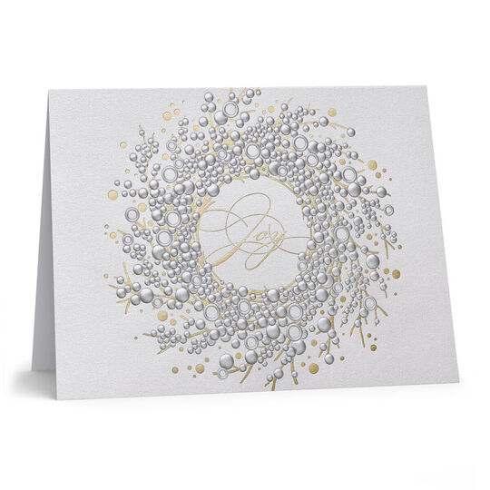 Wreath with Joy Folded Holiday Cards