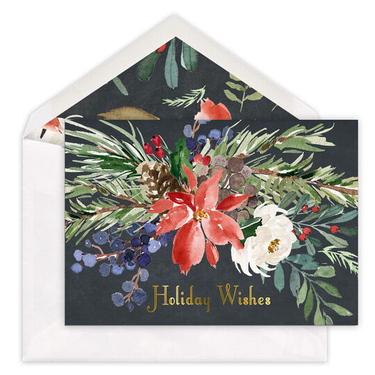 Holiday Wishes Enhanced Foil Folded Holiday Cards