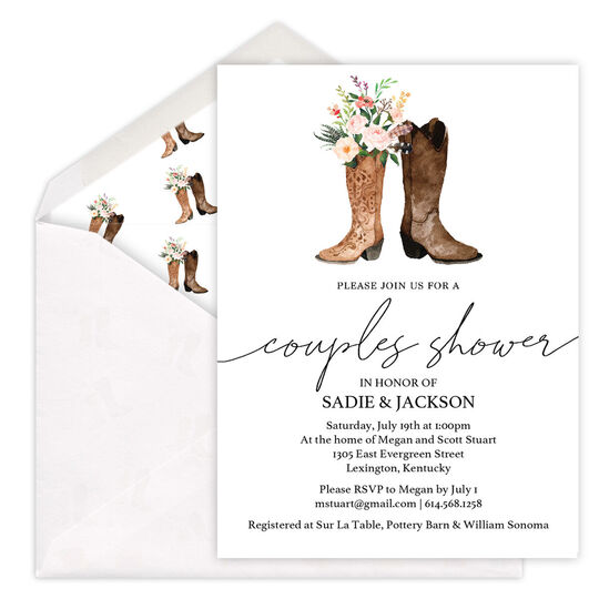 Floral Boots Shower Invitations