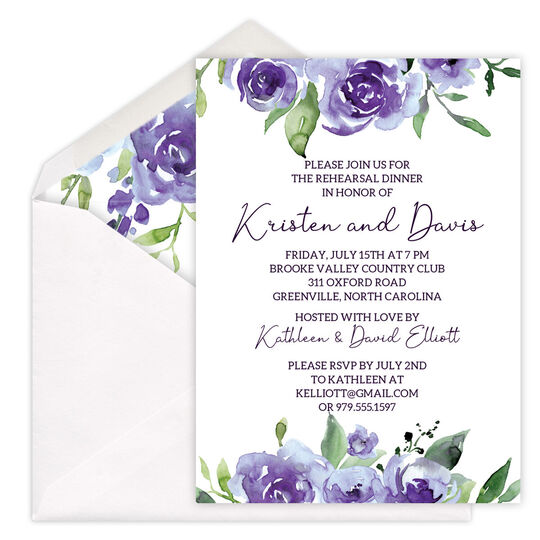 Shades of Purple Rose Topper Invitations