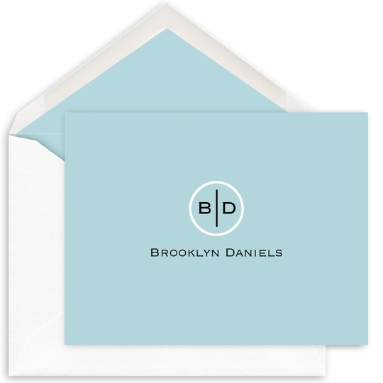 Pastel Circle Initials Folded Note Cards