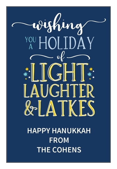Light Laughter and Latkes Vertical Gift Stickers