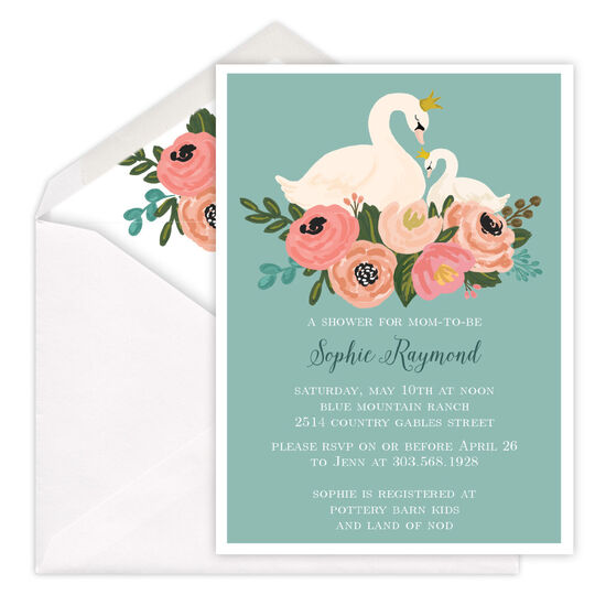 Colored Swans Baby Shower Invitations