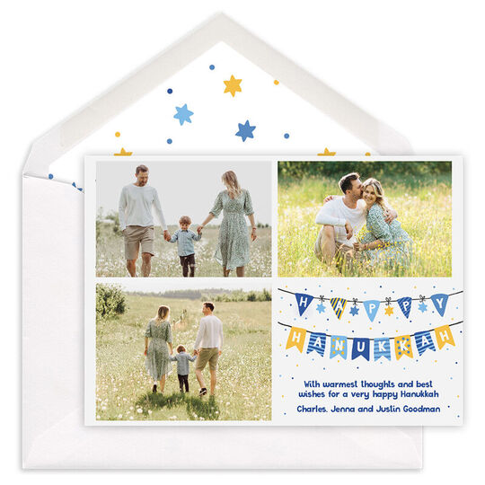 Fun Hanukkah Streamers Flat Photo Cards