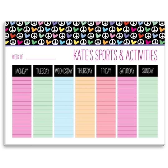 Peace & Hearts Weekly Schedule Pad
