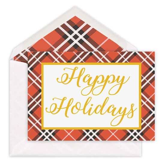 Red Plaid Folded Holiday Cards