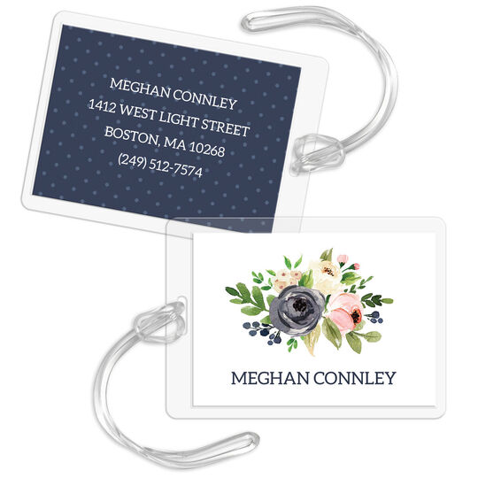 Gray and Pink Roses Luggage Tags