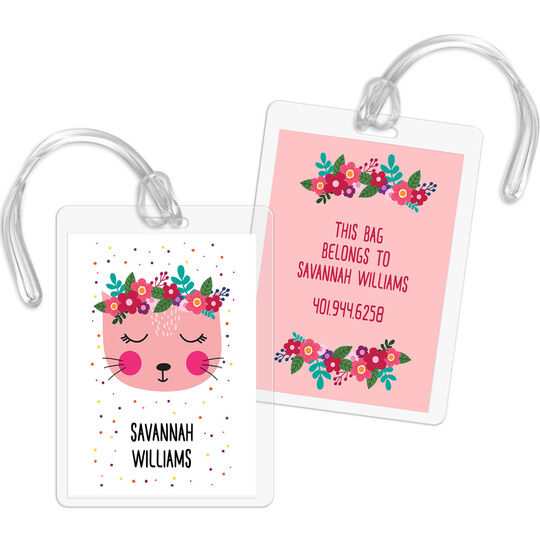 Floral Kitty Luggage Tags
