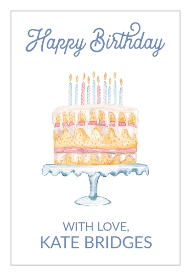 Watercolor Birthday Cake Vertical Gift Stickers