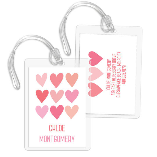 Pink Hearts Luggage Tags